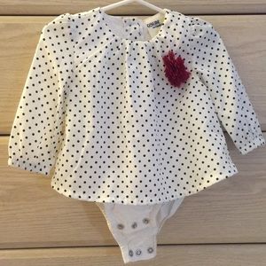 Polka dot blouse onesie
